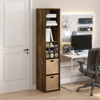 Cubicle Open Back Decorative Verticle Cube Storage Organizer, 5-Cube, Amber Pine