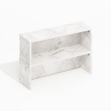 18-Inch Kitchen Counter Stackable Organizer Shelf, Light Marble, Set of 2