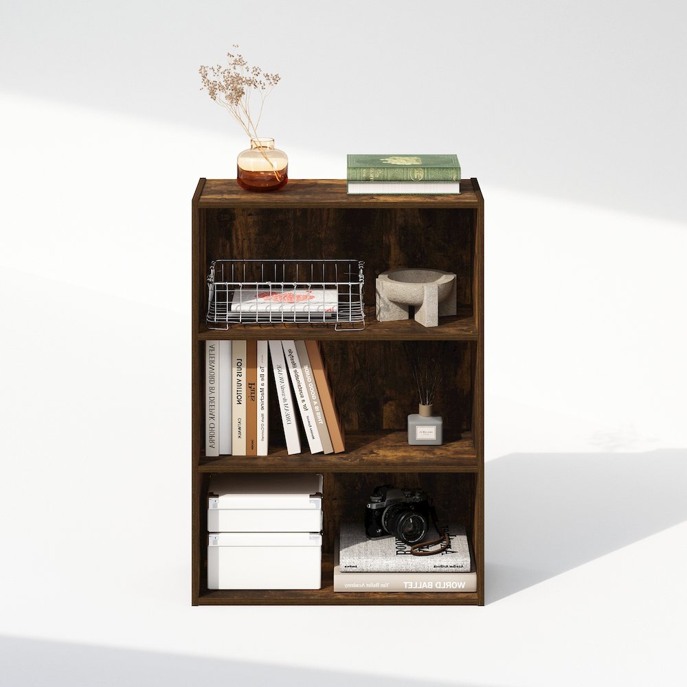 Simple Open Shelf, Bookcases, 3-Tier, Amber Pine
