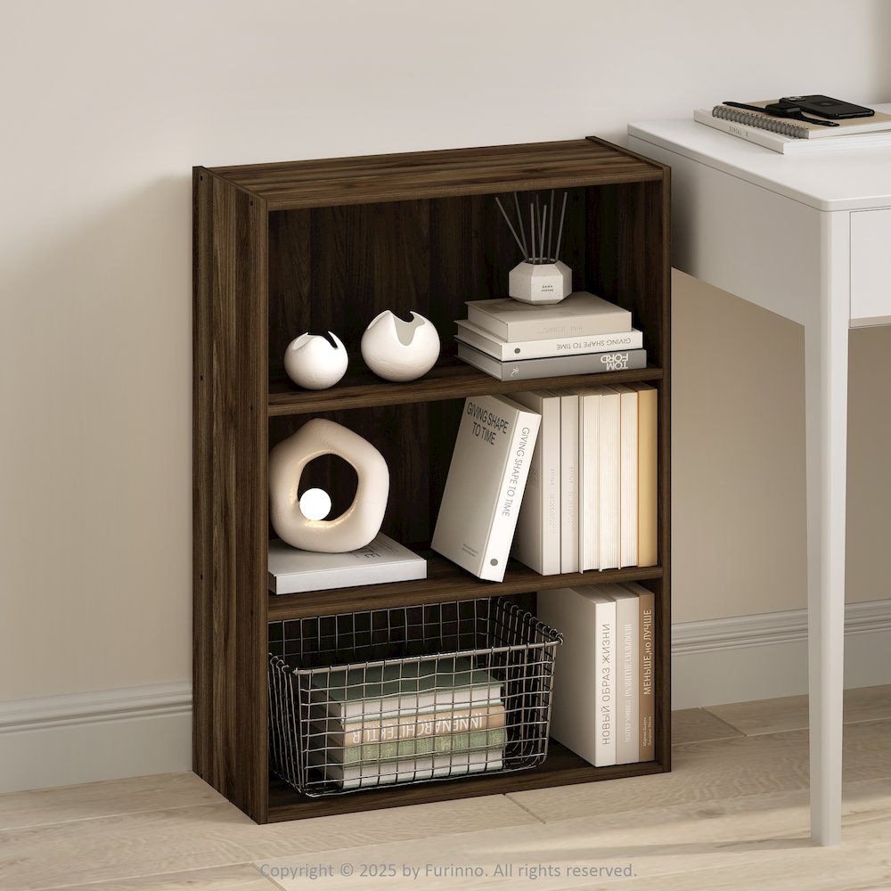 Simple Open Shelf, Bookcases, 3-Tier, Columbia Walnut