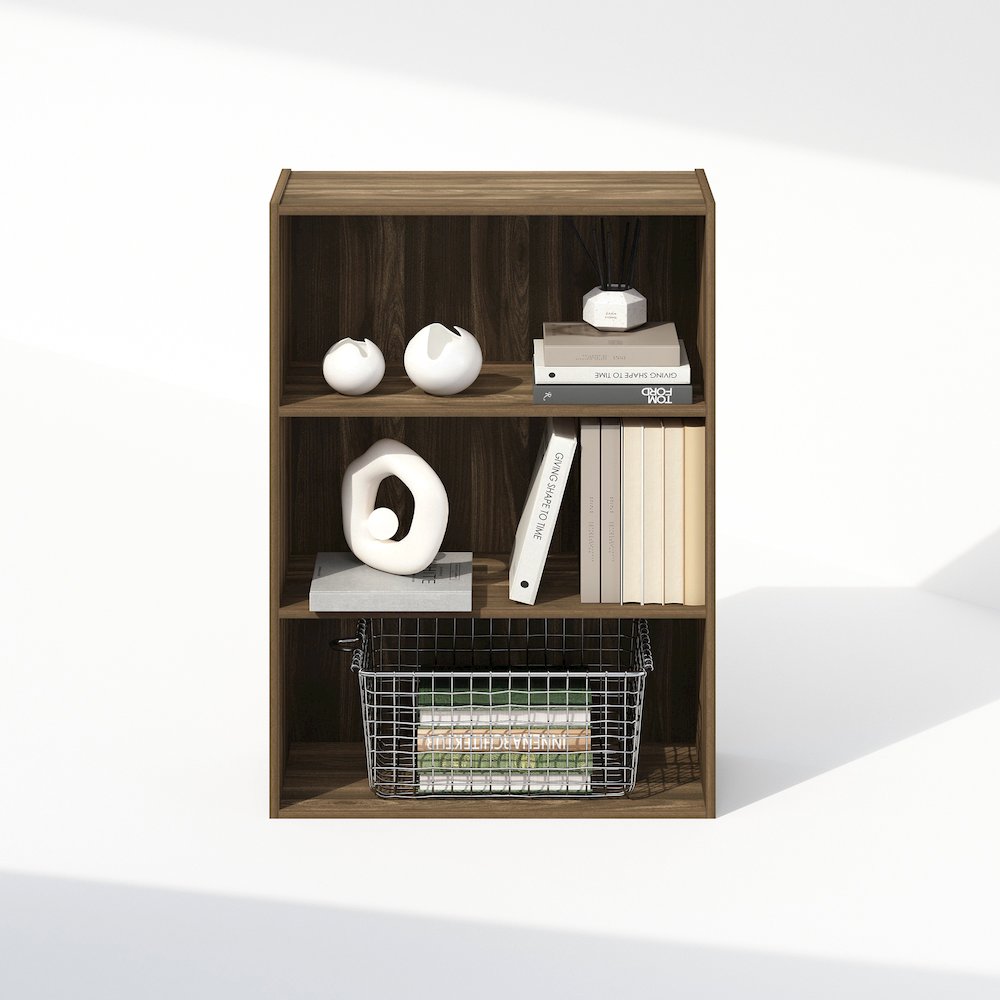 Simple Open Shelf, Bookcases, 3-Tier, Columbia Walnut