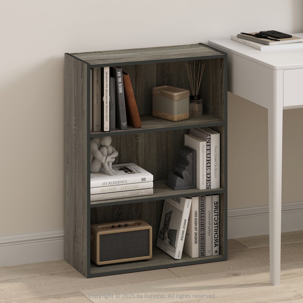 Simple Open Shelf, Bookcases, 3-Tier, French Oak