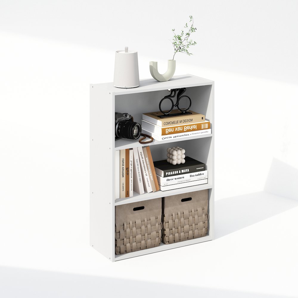 Simple Open Shelf, Bookcases, 3-Tier, Plain White