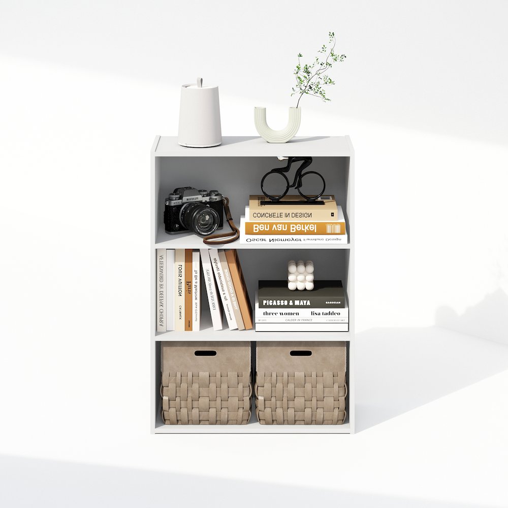 Simple Open Shelf, Bookcases, 3-Tier, Plain White