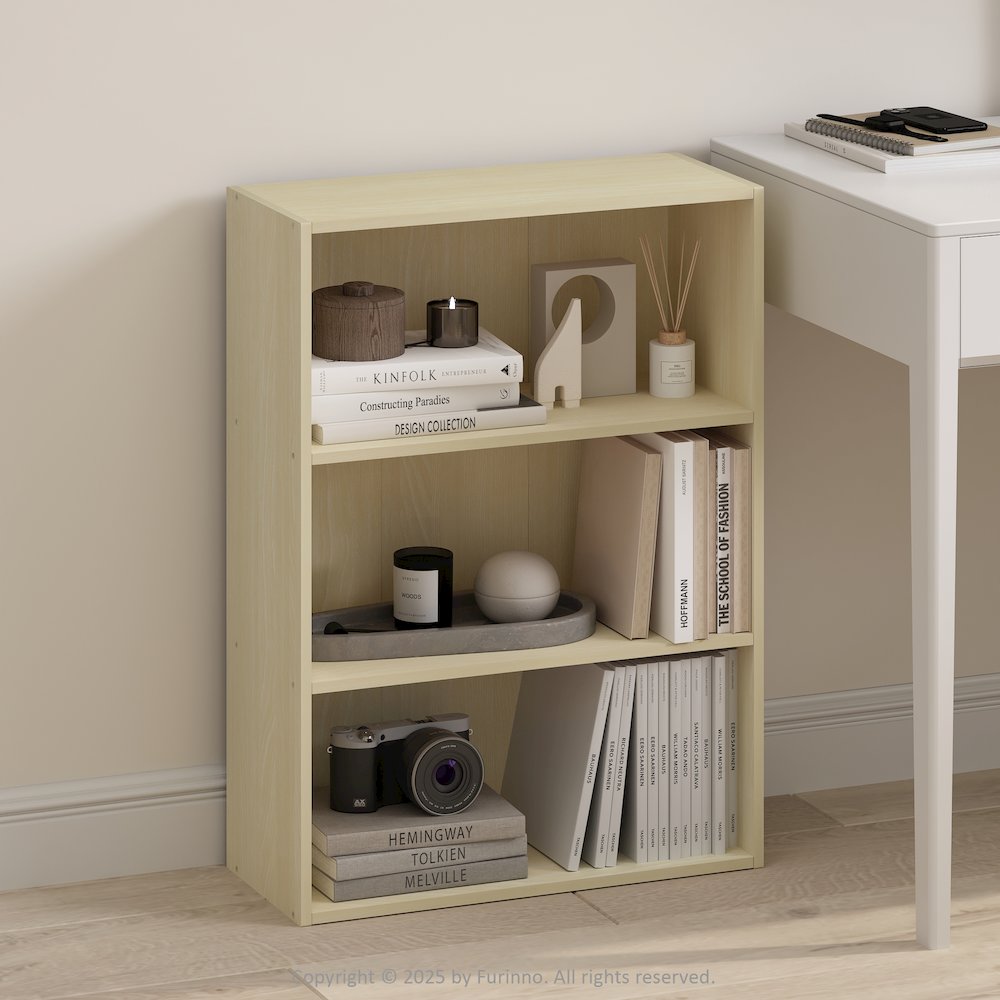 Simple Open Shelf, Bookcases, 3-Tier, Steam Beech