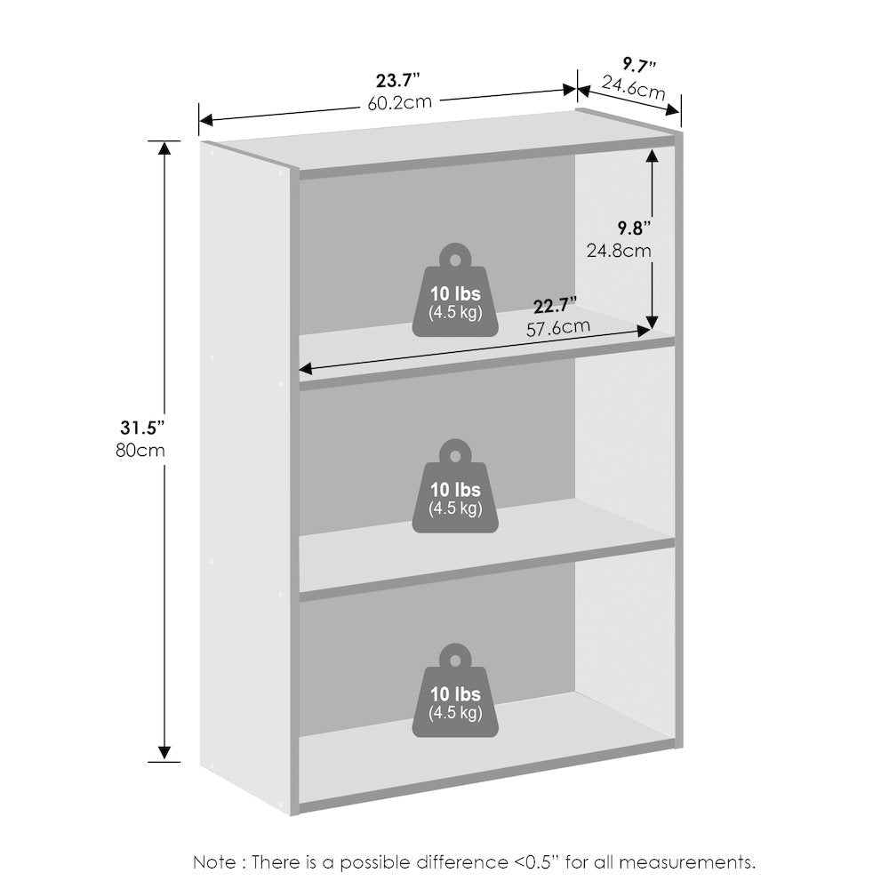 Simple Open Shelf, Bookcases, 3-Tier, Steam Beech