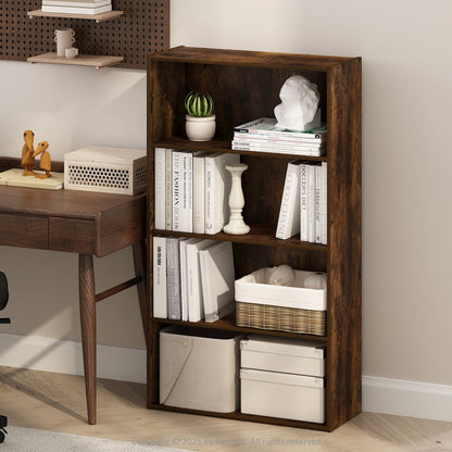 Simple Open Shelf, Bookcases, 4-Tier, Amber Pine