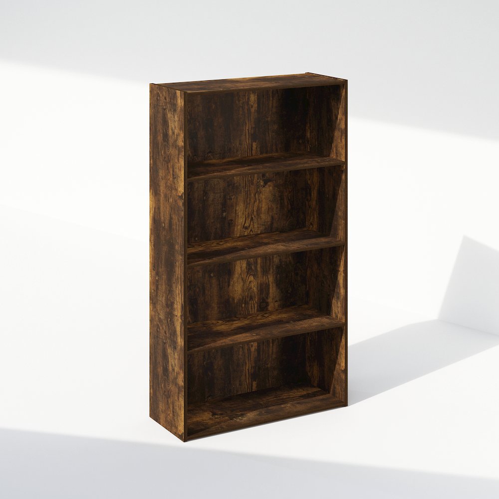 Simple Open Shelf, Bookcases, 4-Tier, Amber Pine