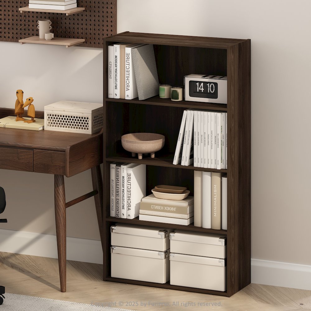 Simple Open Shelf, Bookcases, 4-Tier, Columbia Walnut