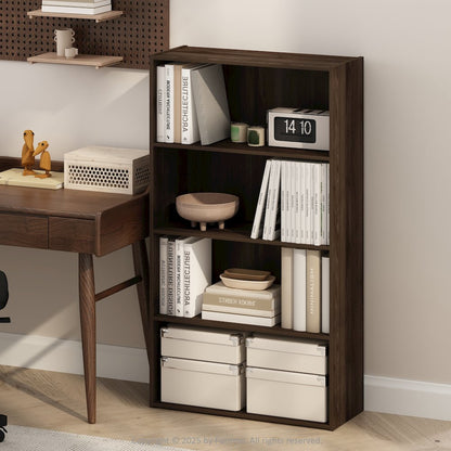 Simple Open Shelf, Bookcases, 4-Tier, Columbia Walnut