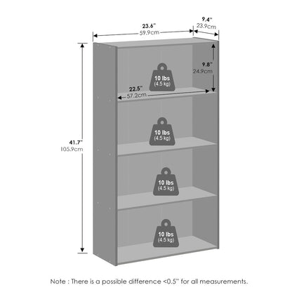 Simple Open Shelf, Bookcases, 4-Tier, Columbia Walnut