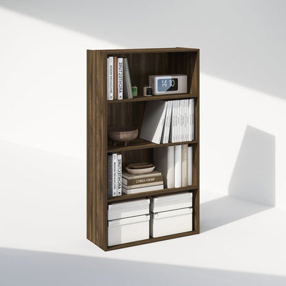 Simple Open Shelf, Bookcases, 4-Tier, Columbia Walnut