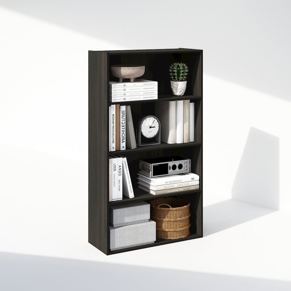 Simple Open Shelf, Bookcases, 4-Tier, Espresso