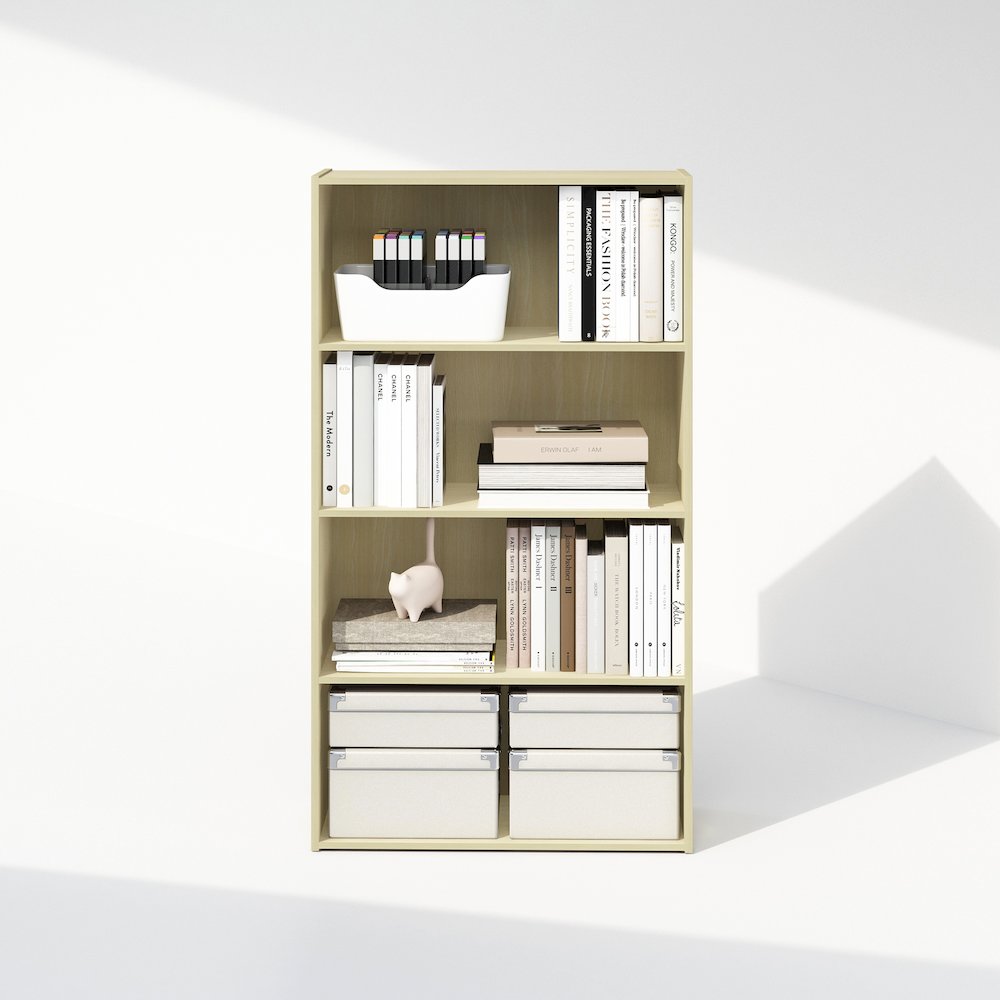 Simple Open Shelf, Bookcases, 4-Tier, Steam Beech