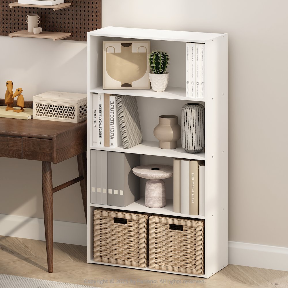 Simple Open Shelf, Bookcases, 4-Tier, White