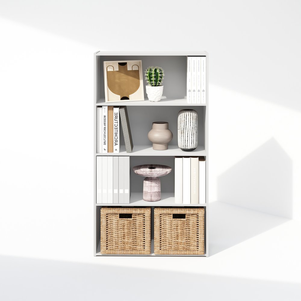Simple Open Shelf, Bookcases, 4-Tier, White