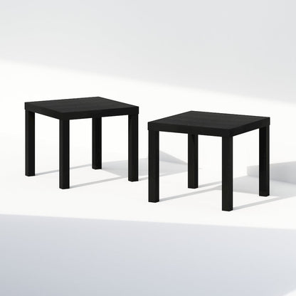 Classic Homey Square Nightstand, Bedside Tables, Set of 2, Black