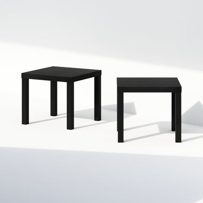Classic Homey Square Nightstand, Bedside Tables, Set of 2, Black