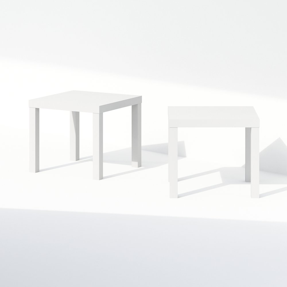 Classic Homey Square Nightstand, Bedside Tables, Set of 2, White