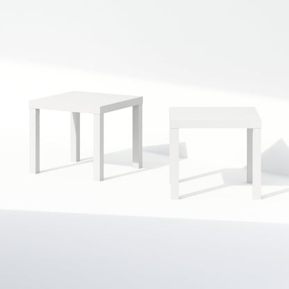Classic Homey Square Nightstand, Bedside Tables, Set of 2, White