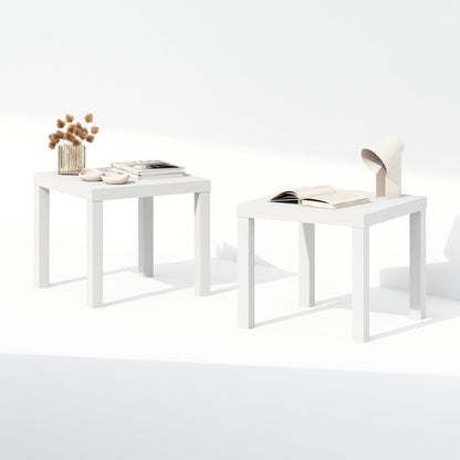 Classic Homey Square Nightstand, Bedside Tables, Set of 2, White