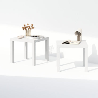 Classic Homey Square Nightstand, Bedside Tables, Set of 2, White