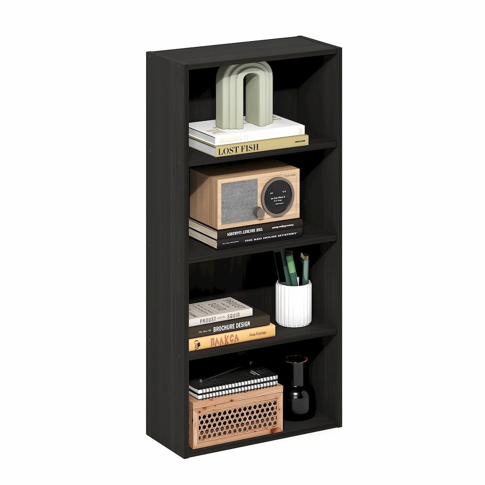 Basic 4-Tier Open Shelf Bookcase, Bookshelf, Storage Organizer, 7 x 17 x 35