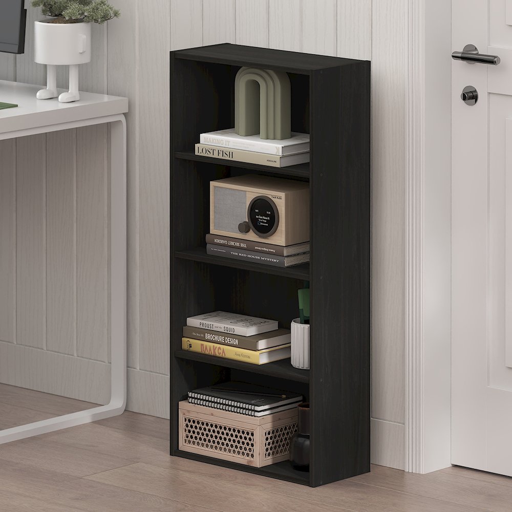 Basic 4-Tier Open Shelf Bookcase, Bookshelf, Storage Organizer, 7 x 17 x 35