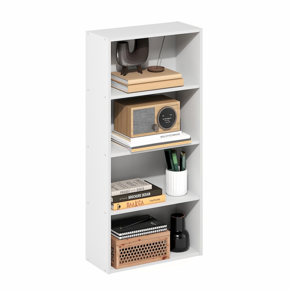 Basic 4-Tier Open Shelf Bookcase, Bookshelf, Storage Organizer, 7 x 17 x 35