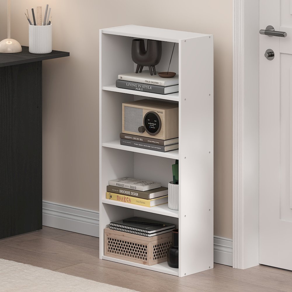 Basic 4-Tier Open Shelf Bookcase, Bookshelf, Storage Organizer, 7 x 17 x 35