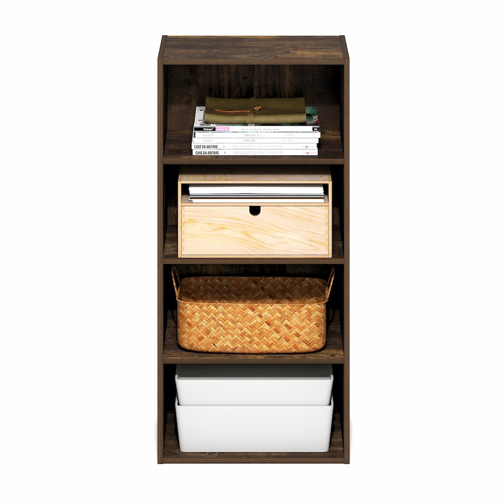Basic 4-Tier Open Shelf Bookcase, Bookshelf, Storage Organizer, 11 x 17 x 35
