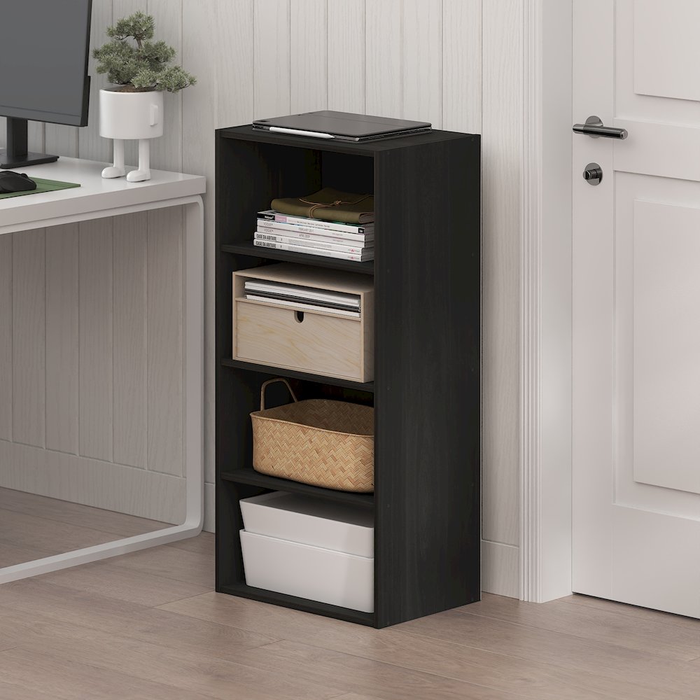 Basic 4-Tier Open Shelf Bookcase, Bookshelf, Storage Organizer, 11 x 17 x 35
