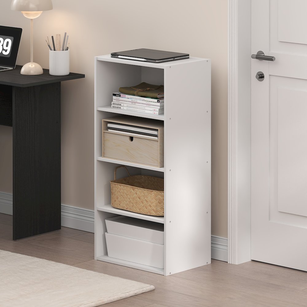 Basic 4-Tier Open Shelf Bookcase, Bookshelf, Storage Organizer, 11 x 17 x 35