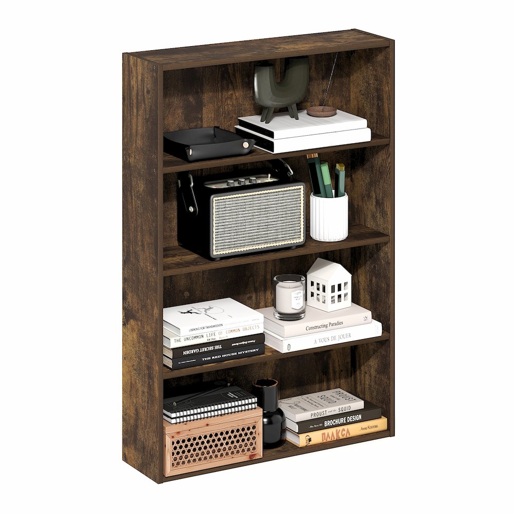 Basic 4-Tier Open Shelf Bookcase, Bookshelf, Storage Organizer, 6 x 24 x 35