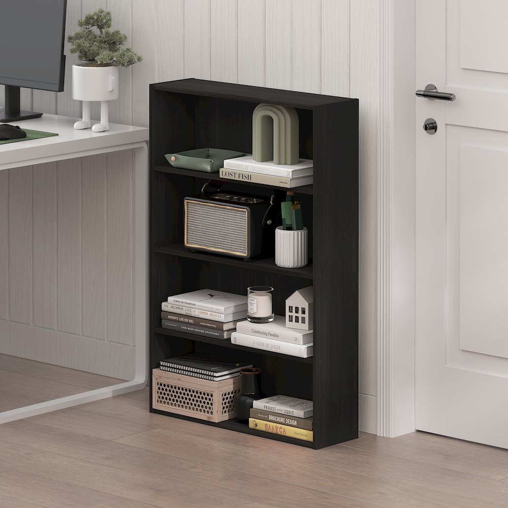 Basic 4-Tier Open Shelf Bookcase, Bookshelf, Storage Organizer, 6 x 24 x 35