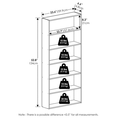 Basic 6-Tier Open Shelf Bookcase, Bookshelf, Storage Organizer, Amber Pine