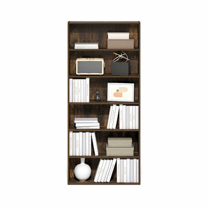 Basic 6-Tier Open Shelf Bookcase, Bookshelf, Storage Organizer, Amber Pine