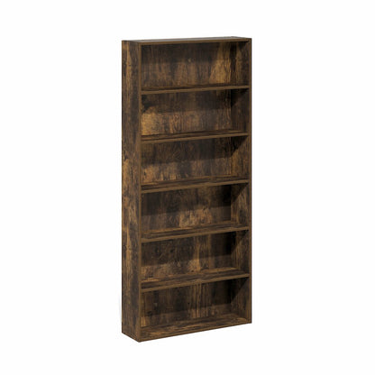 Basic 6-Tier Open Shelf Bookcase, Bookshelf, Storage Organizer, Amber Pine