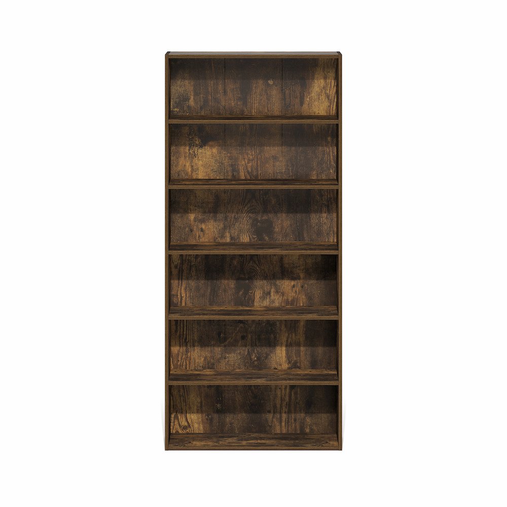 Basic 6-Tier Open Shelf Bookcase, Bookshelf, Storage Organizer, Amber Pine