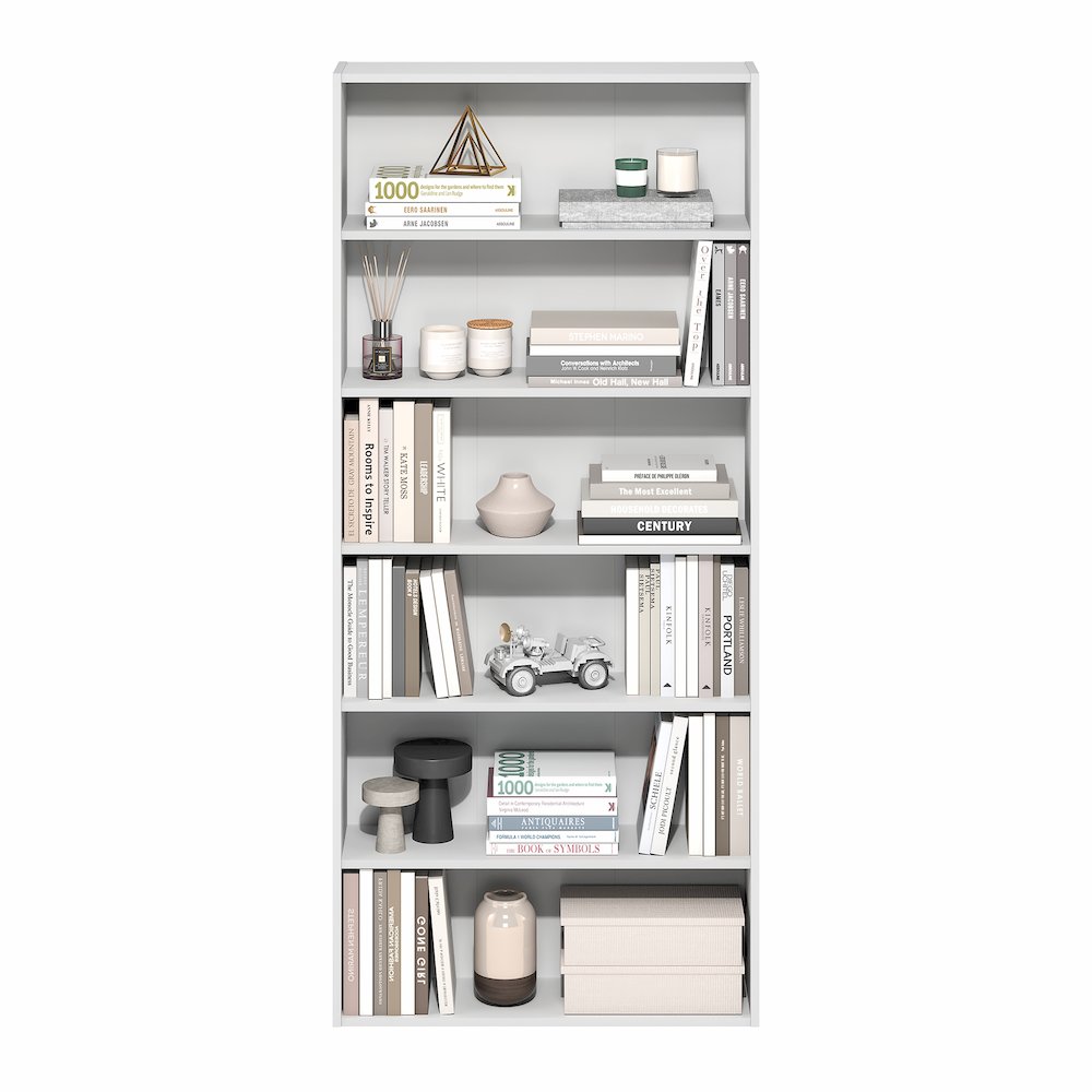 Basic 6-Tier Open Shelf Bookcase, Bookshelf, Storage Organizer, White