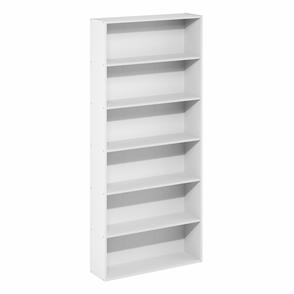 Basic 6-Tier Open Shelf Bookcase, Bookshelf, Storage Organizer, White