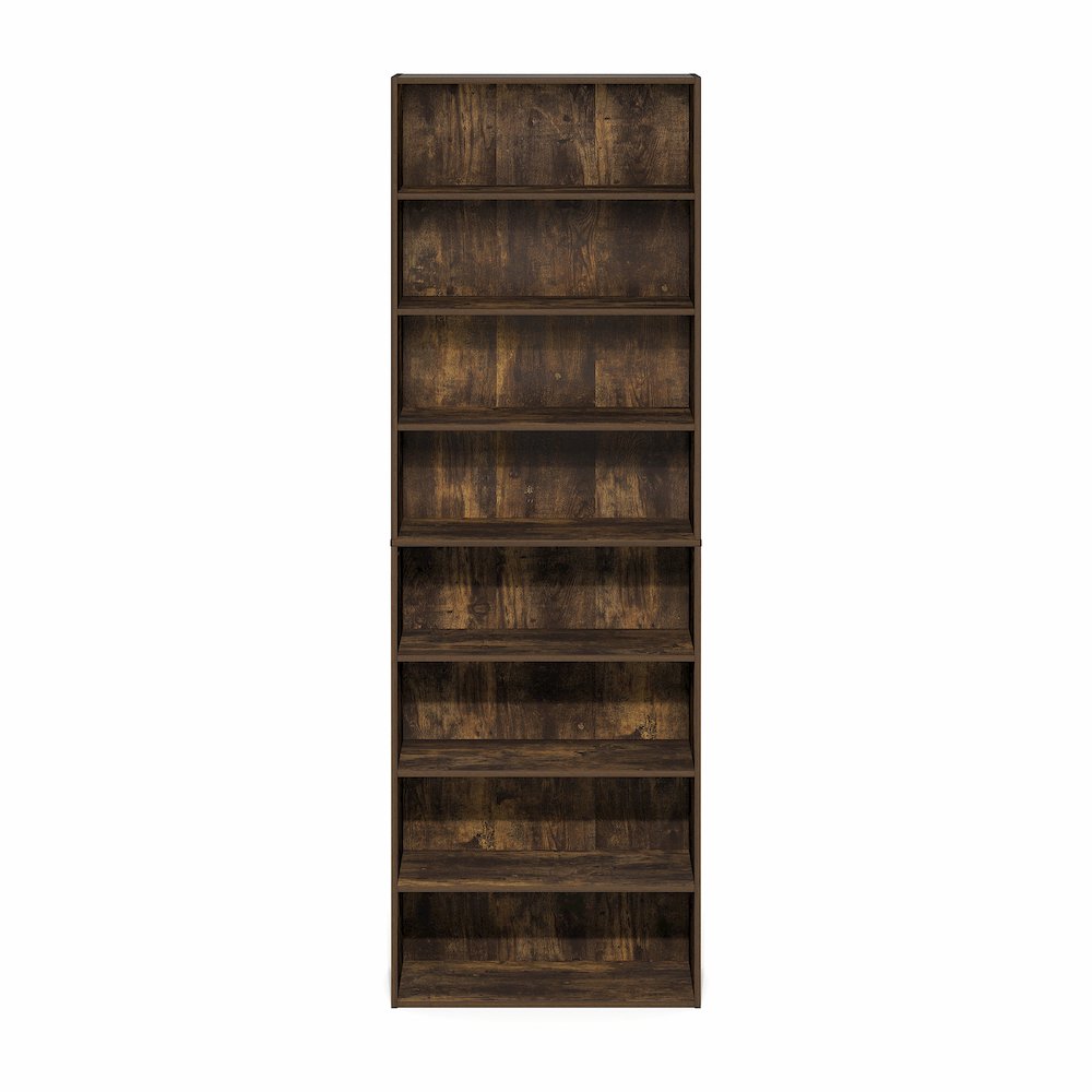 Basic 8-Tier Open Shelf Bookcase, Bookshelf, Storage Organizer, Amber Pine