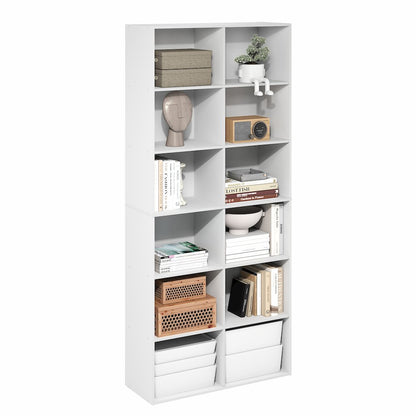 Basic 12-Cube Open Shelf Bookcase, Bookshelf, Storage Organizer, White