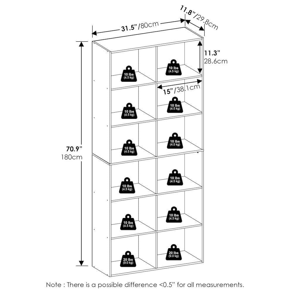 Basic 12-Cube Open Shelf Bookcase, Bookshelf, Storage Organizer, White