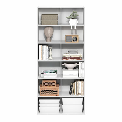 Basic 12-Cube Open Shelf Bookcase, Bookshelf, Storage Organizer, White