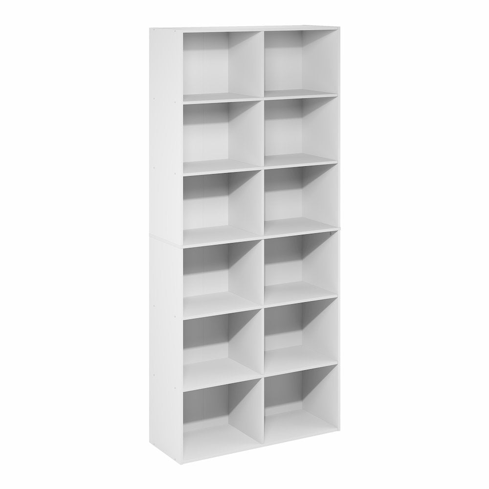 Basic 12-Cube Open Shelf Bookcase, Bookshelf, Storage Organizer, White