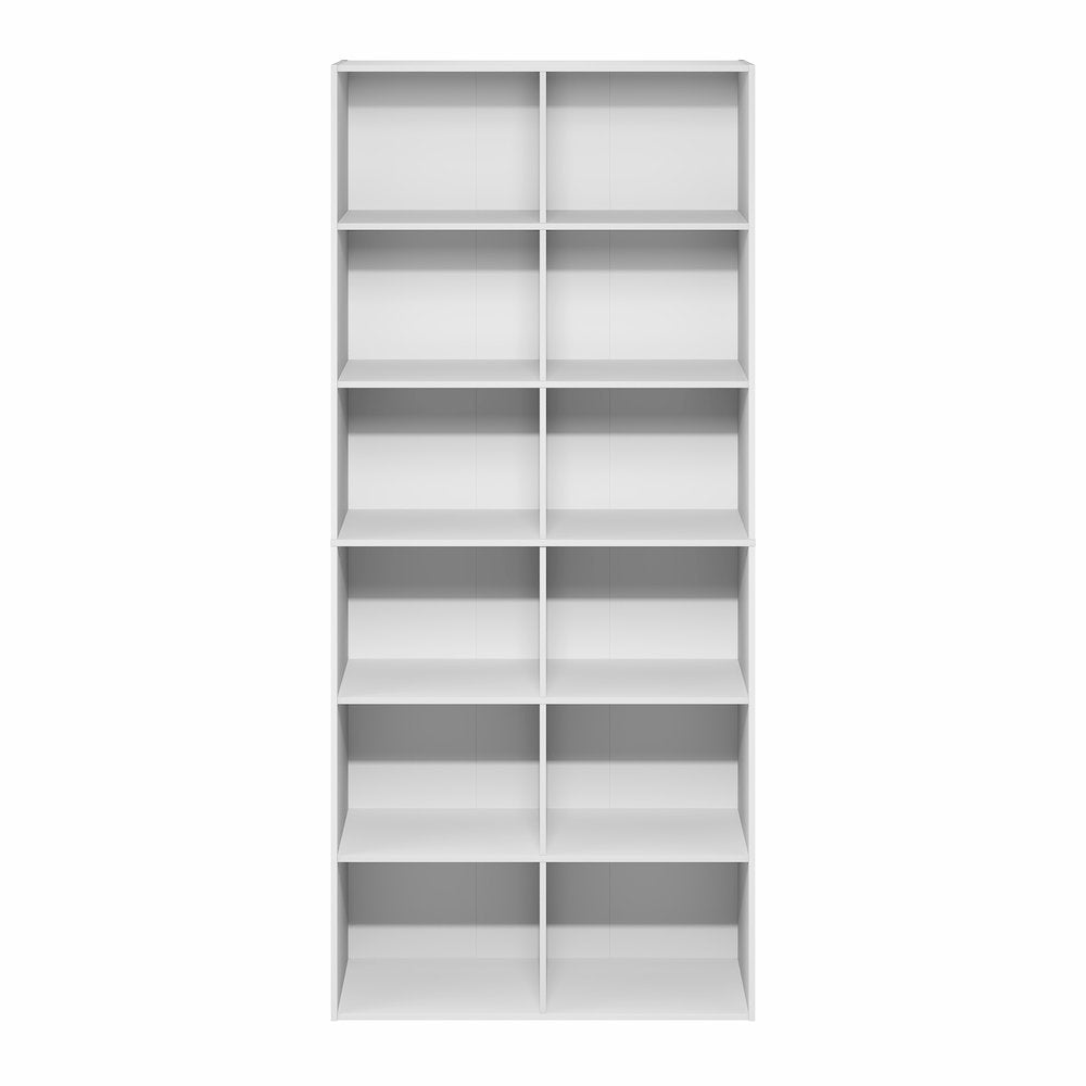 Basic 12-Cube Open Shelf Bookcase, Bookshelf, Storage Organizer, White