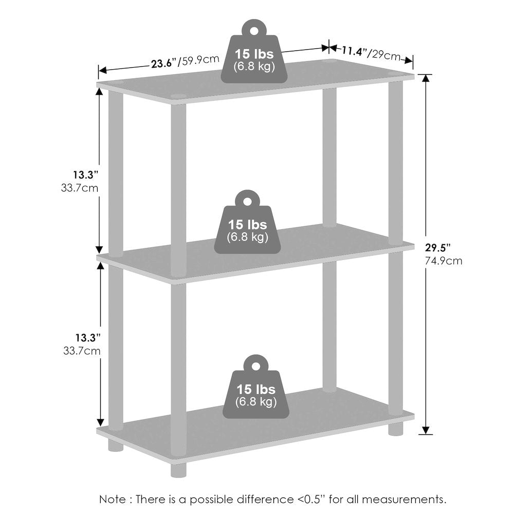 3-Tier Multipurpose Compact Display Rack, Shelving Unit, Bookcase