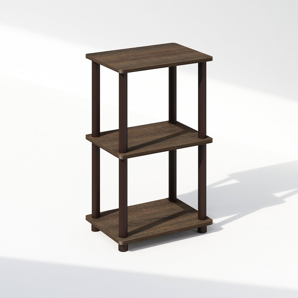 Turn-N-Tube 2-Tier End Table, Side Table, Walnut/Brown