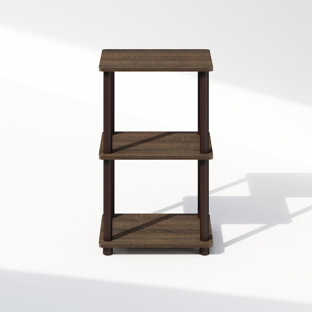Turn-N-Tube 2-Tier End Table, Side Table, Walnut/Brown